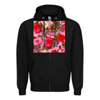 Black valentines day coffee cups and love letter with xoxo and leopard seaml Zipper Hoodie - BundleAndBundleShop
