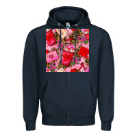 Navy valentines day coffee cups and love letter with xoxo and leopard seaml Zipper Hoodie - BundleAndBundleShop