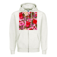 Oatmeal Heather valentines day coffee cups and love letter with xoxo and leopard seaml Zipper Hoodie - BundleAndBundleShop