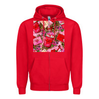 Red valentines day coffee cups and love letter with xoxo and leopard seaml Zipper Hoodie - BundleAndBundleShop