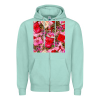 Seafoam valentines day coffee cups and love letter with xoxo and leopard seaml Zipper Hoodie - BundleAndBundleShop