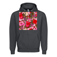 Smoke valentines day coffee cups and love letter with xoxo and leopard seaml Zipper Hoodie - BundleAndBundleShop