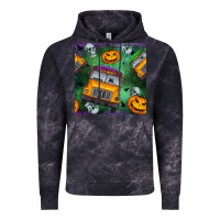 Cloud Black halloween bus and pumpkin seamless pattern Vintage Hoodie - BundleAndBundleShop