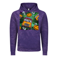 Cloud Purple halloween bus and pumpkin seamless pattern Vintage Hoodie - BundleAndBundleShop