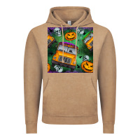 Vintage Coffee halloween bus and pumpkin seamless pattern Vintage Hoodie - BundleAndBundleShop