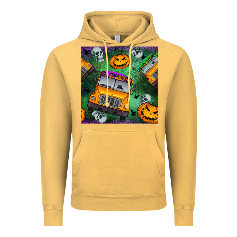 Halloween Bus And Pumpkin Seamless Pattern Vintage Hoodie by BundleAndBundleShop | Teevron
