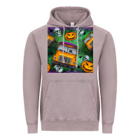 Vintage Zinc halloween bus and pumpkin seamless pattern Vintage Hoodie - BundleAndBundleShop