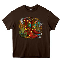 Chocolate Brown christmas cowboy boots Heavy Core Tee - RanaPortraitStore