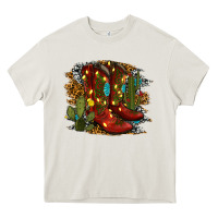 Cream christmas cowboy boots Heavy Core Tee - RanaPortraitStore