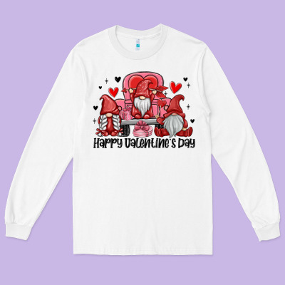 Happy Valentine's Day Long Sleeve Tee Designed By Maliassmallbusiness