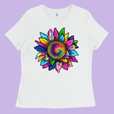 Tie Dye Sunflower Ladies Tee Designed By Texasbilliewilder