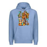 Colony Blue Love Turkey Thanksgiving Premium Hoodie - texasbilliewilder