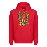 Red Love Turkey Thanksgiving Premium Hoodie - texasbilliewilder