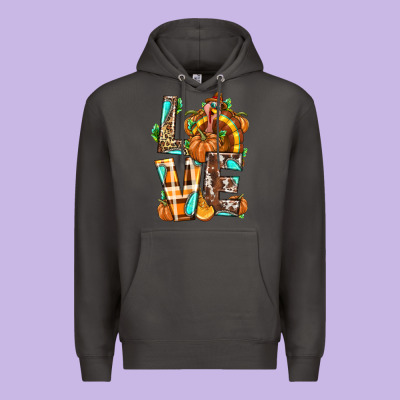 Love Turkey Thanksgiving Premium Hoodie Designed By Texasbilliewilder