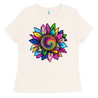 Bone tie dye sunflower Ladies Tee - texasbilliewilder