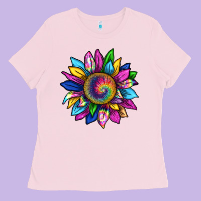 Tie Dye Sunflower Ladies Tee Designed By Texasbilliewilder