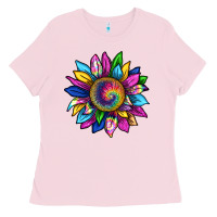 Bubblegum Pink tie dye sunflower Ladies Tee - texasbilliewilder