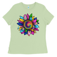Matcha tie dye sunflower Ladies Tee - texasbilliewilder