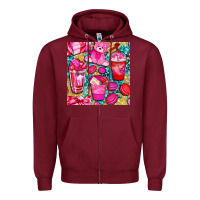 Burgundy valentines day with love coffee cups  seamless pattern bbs Zipper Hoodie - BundleAndBundleShop