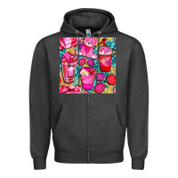 Charcoal Heather valentines day with love coffee cups  seamless pattern bbs Zipper Hoodie - BundleAndBundleShop