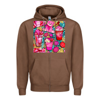Chestnut valentines day with love coffee cups  seamless pattern bbs Zipper Hoodie - BundleAndBundleShop