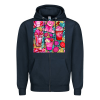 Navy valentines day with love coffee cups  seamless pattern bbs Zipper Hoodie - BundleAndBundleShop