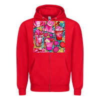 Red valentines day with love coffee cups  seamless pattern bbs Zipper Hoodie - BundleAndBundleShop