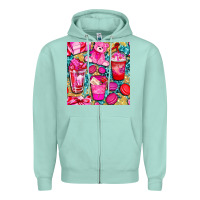 Seafoam valentines day with love coffee cups  seamless pattern bbs Zipper Hoodie - BundleAndBundleShop