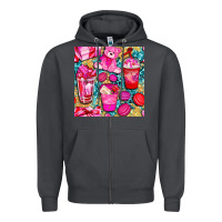 Smoke valentines day with love coffee cups  seamless pattern bbs Zipper Hoodie - BundleAndBundleShop
