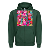 Sports Green valentines day with love coffee cups  seamless pattern bbs Zipper Hoodie - BundleAndBundleShop