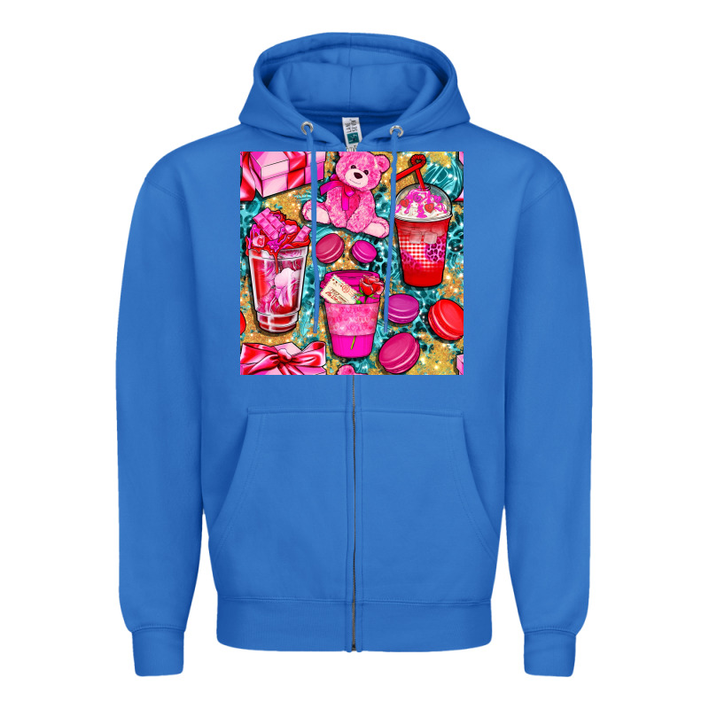 Valentines Day With Love Coffee Cups  Seamless Pattern Bbs Zipper Hoodie by BundleAndBundleShop | Teevron
