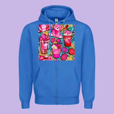 Valentines Day With Love Coffee Cups  Seamless Pattern Bbs Zipper Hoodie Designed By Bundleandbundleshop