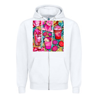 White valentines day with love coffee cups  seamless pattern bbs Zipper Hoodie - BundleAndBundleShop