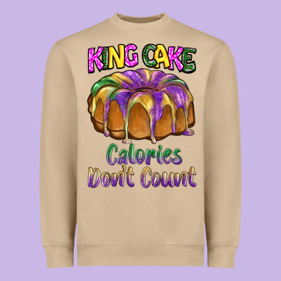 Mardi Gras King Cage Calories Don't Count Heavyweight Sweatshirt Designed By Barkaloodesign