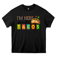 Black I'm Here For The Tacos Heavy Core Tee - texasbilliewilder