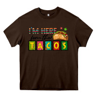 Chocolate Brown I'm Here For The Tacos Heavy Core Tee - texasbilliewilder