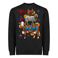 Black red white moo farm animals 4th of july Heavyweight Sweatshirt - LillyAllenDesigns