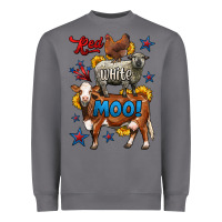 Storm red white moo farm animals 4th of july Heavyweight Sweatshirt - LillyAllenDesigns