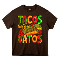 Chocolate Brown tacos before vatos Heavy Core Tee - Zillion Design Studio