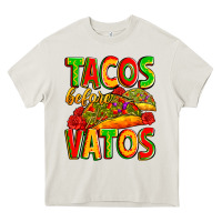 Cream tacos before vatos Heavy Core Tee - Zillion Design Studio