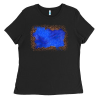 Black gemstone blue leopard background Ladies Tee - JahusDesignShop