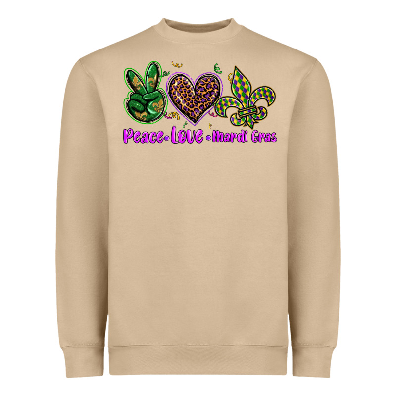 Peace Love Mardi Gras Heavyweight Sweatshirt by BarkalooDesign | Teevron