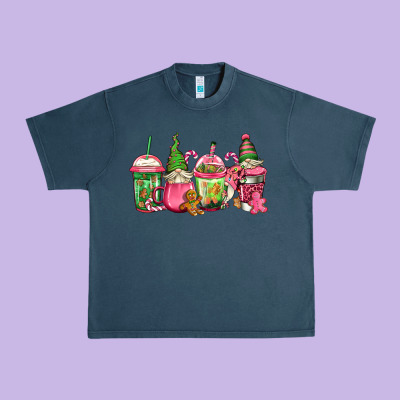Pink Christmas Gnomes Coffee Cups Urban Heavy Tee Designed By Jasminsmagicworld