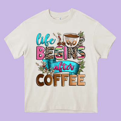 Life Begins After Coffee Heavy Core Tee Designed By Zillion Design Studio