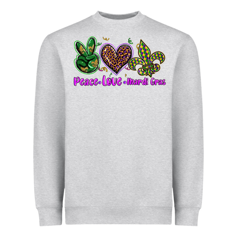 Peace Love Mardi Gras Heavyweight Sweatshirt by BarkalooDesign | Teevron