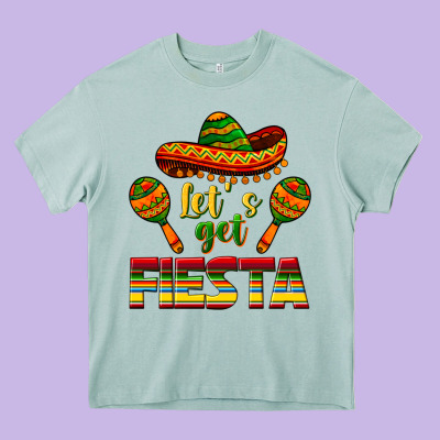 Let's Get Fiesta Heavy Core Tee Designed By Texasbilliewilder