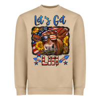 Mushroom let's get lit 4th of july cow Heavyweight Sweatshirt - LillyAllenDesigns