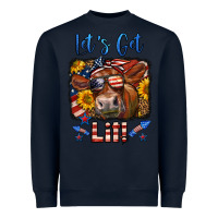 Navy let's get lit 4th of july cow Heavyweight Sweatshirt - LillyAllenDesigns
