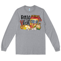 Heather Grey belle of the boil crab oil Long Sleeve Tee - MaliasSmallBusiness
