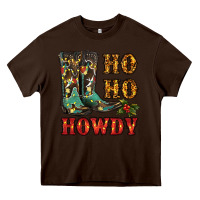 Chocolate Brown christmas cowboy boots ho ho howdy Heavy Core Tee - RanaPortraitStore